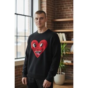 Keith Haring Sweater Happy‎ Heart Big Logo Size Medium Valentine's Day